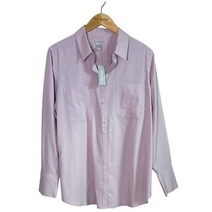 New CHICO'S Size 2 US 12/14 Venetian Pink Silky Soft Dobby Half Placket Shirt